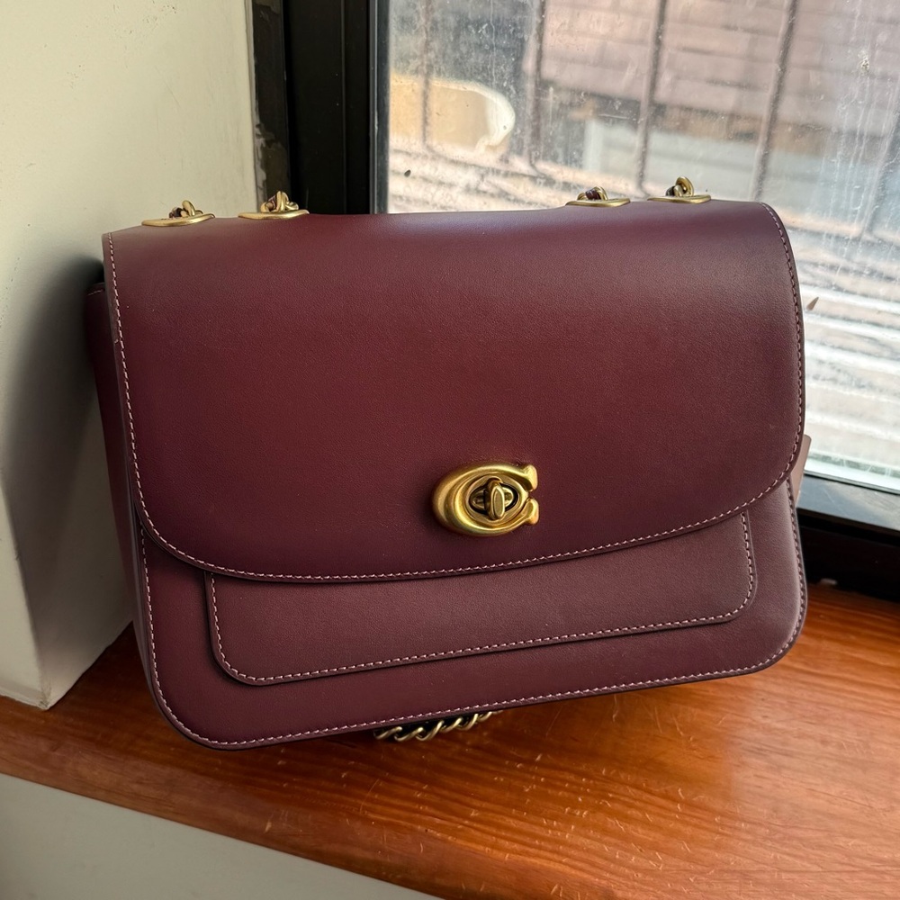 NWT Coach Madison Shoulder Bag with Chain Strap in Wine Leather - Picture 8 of 11